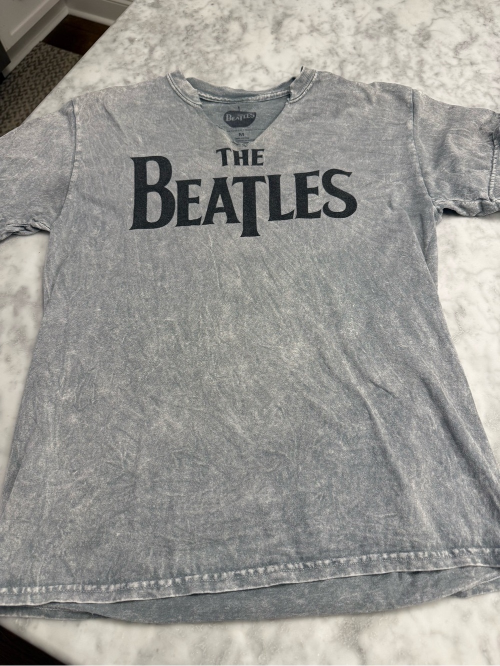 The Beatles Distressed Mineral Wash Graphic T-Shirt Gray Women’s M Rock Tee